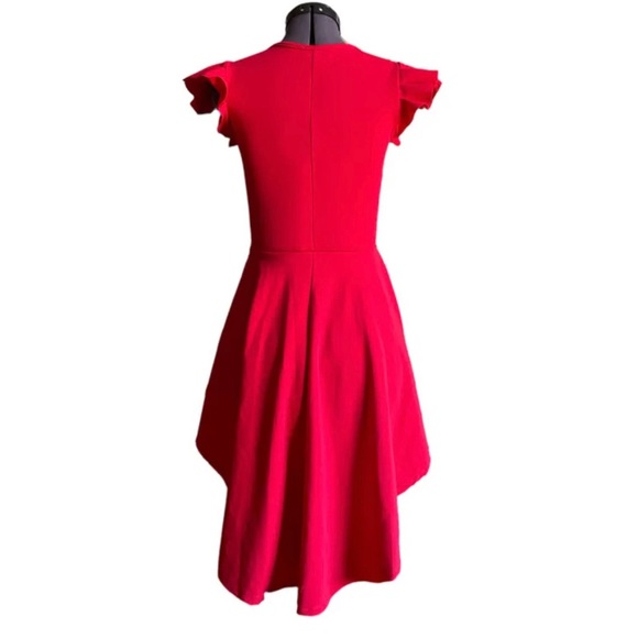 Love J Asymmetrical Ruffle Sleeve Red High-low Tunic - Small - Picture 2 of 9